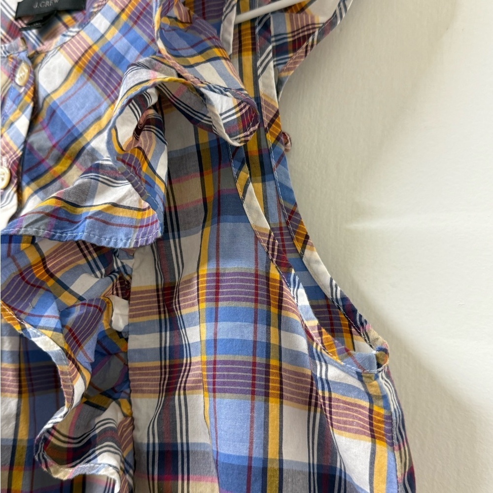 J. Crew Multicolor Plaid Ruffle Blouse - Picture 7 of 13
